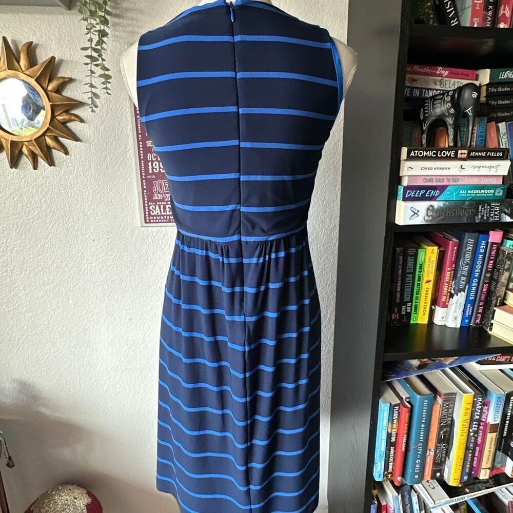 Liz Claiborne Size Small Blue and black Striped Sleeveless dress - Picture 6 of 7